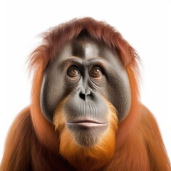 Wall Mural - orangutan, white background, 