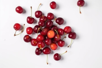 Wall Mural - Cherry, top down view of a bunch of cherries, generative ai, Fresh tasty fruit
