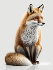 Fox isolated in white background, Generative Ai