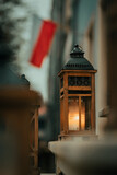 Fototapeta Niebo - Stary lampion, świeca, niepodległość