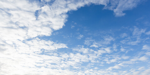 Wall Mural - blue sky texture with white altocumulus clouds on a sunny day