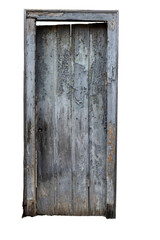 Vintage, grunge wooden door isolated on white background, Brazilian old door.