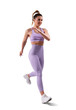 Fit young woman running. PNG file with transparent background. 