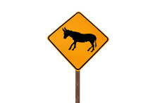 Wild Burro Sign Isolated With Cut Out Background.
