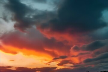 Wall Mural - the sunset is above a field, in the style of colorful turbulence, dark turquoise and red