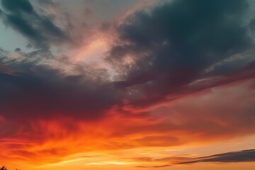 Wall Mural - the sunset is above a field, in the style of colorful turbulence, dark turquoise and red