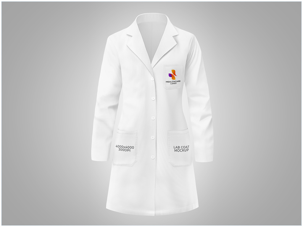 Modelo de Women's Lab Coat Mockup do Stock | Adobe Stock