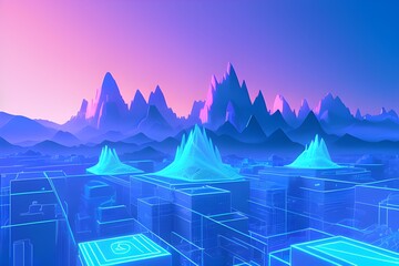 3D digital wireframe landscape