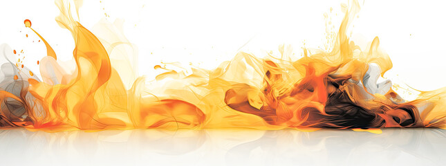 Canvas Print - Fire flames on white background, panoramic scale. Generative Ai.