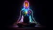 Concept of meditation and spiritual practice, expanding of consciousness, chakras and astral body activation, mystical inspiration image. Generative AI.