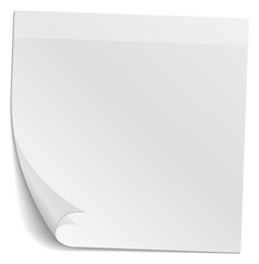 Wall Mural - Curled corner paper square. Blank white mockup