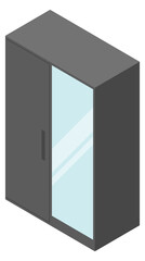 Sticker - Mirror door closet. Isometric wardrobe. Furniture icon