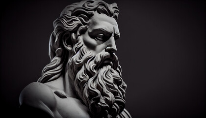 Wall Mural - Head of greek god sculpture statue of a man. AI generated