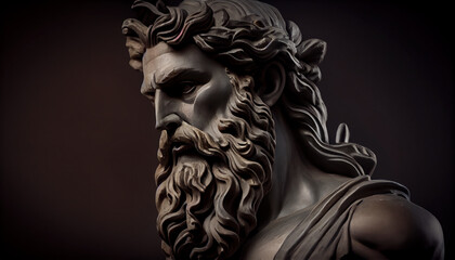 Wall Mural - Head of greek god sculpture statue of a man. AI generated