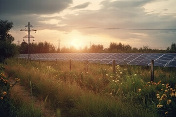 Wall Mural - solar power station created with Generative AI technology