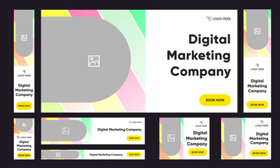 Wall Mural - Creative marketing agency web set banner template design for socical media posts, fully editable vector eps 10 file, horizental banner template