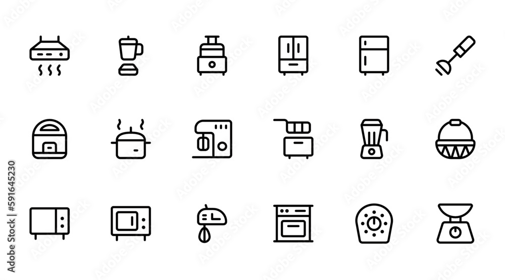 Home appliance, electronic icon vector set design with Editable Stroke ...