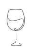 Glass of wine. Wineglass outline silhouette isolated on white background. Continuous line art drawing style. Hand drawn vector illustration.