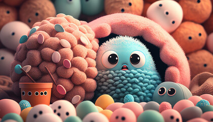 Cute colorful doodle monster created with ai tools