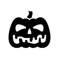 Wall Mural - Halloween pumpkin icon. Black silhouette. Front view. Vector simple flat graphic illustration. Isolated object on a white background. Isolate.