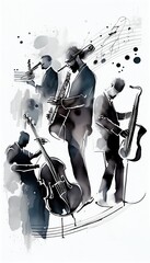 Jazz black and white collage by Generative AI