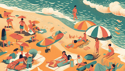 An Illustration of a Beach on a Sunny Day