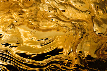 Gold shiny metallic gold fabric, liquid gold fluid, abstract. Generative AI.

