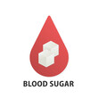 Sugar In The Blood , Glycemia icon . Creative Blood Sugar 3d icon. Health care concept. Cartoon red icon. Vector illustration