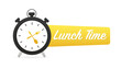© StudioGraphic - Stopwatch - Time for lunch. Quality element lunch break time with editable Stroke. midday on the watch banner. Lunch time banner. Vector illustration