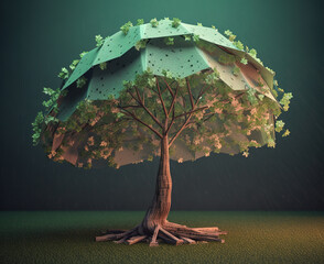 Wall Mural - Generative AI:  fantasy background with umbrella shape