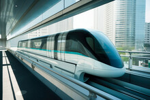 Tokyo Monorail, High Speed Technology Concept. Future Of Transport. Generative Ai.