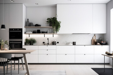 Wall Mural - Ikea style minimalistic kitchen. Generative ai.