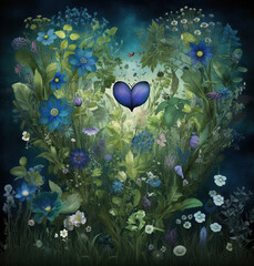 Wall Mural - Generative AI: fantasy flowers and with gardens and path