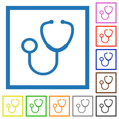 Wall Mural - Stethoscope flat framed icons