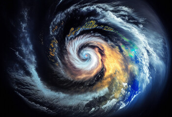 Wall Mural - Radar Satellite View of Hurricane - Generative Ai