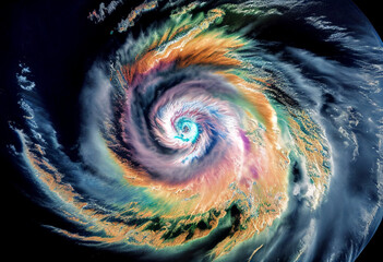 Wall Mural - Radar Satellite View of Hurricane - Generative Ai
