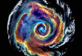Wall Mural - Radar Satellite View of Hurricane - Generative Ai