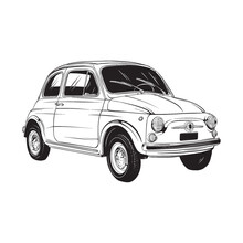Classic Italian Supermini Car Illustration Vector Line Art