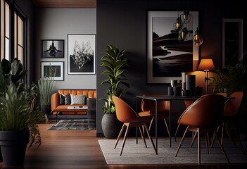 Canvas Print - Modern living interior. Generative AI