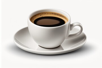 Sticker - freshly brewed cup of coffee resting on a delicate saucer. Generative AI