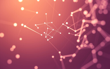 Abstract background. Molecules technology with polygonal shapes, connecting dots and lines. Connection structure. Big data visualization.