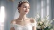 © buritora - 白人の花嫁・新婦・ブライダル・結婚式・ウェディングドレスを着た若い女性（Generative AI）