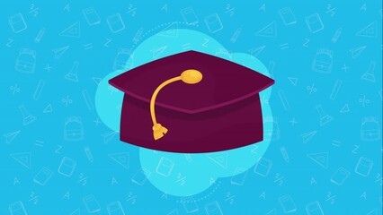 Poster - elegant graduation hat accessory animation