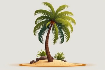 Wall Mural - tropical island with a single palm tree. Generative AI