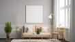 © Ydhimas - painting frame mockup in the living room, generative AI technology