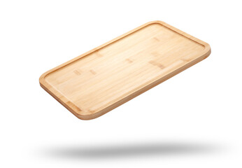 Wall Mural - empty bamboo tray isolated on white background