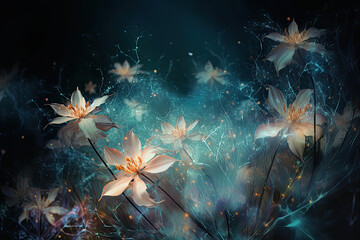 abstract stargazing ethereal flowers. generative ai