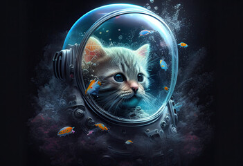 Cat explorer underwater
