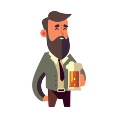 Poster - Businessman holding mug of beer in celebration