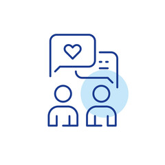 Wall Mural - dating app users exchanging flirting love messages. pixel perfect, editable stroke line icon